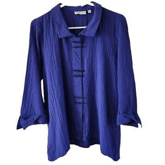 Habitat Tops Habitat Clothes To Live In Royal Blue Button Front